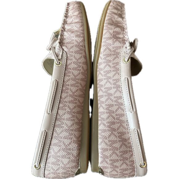 Michael Kors Sutton Moc Loafers Fawn Pink Logo Size 10 New - Picture 3 of 9